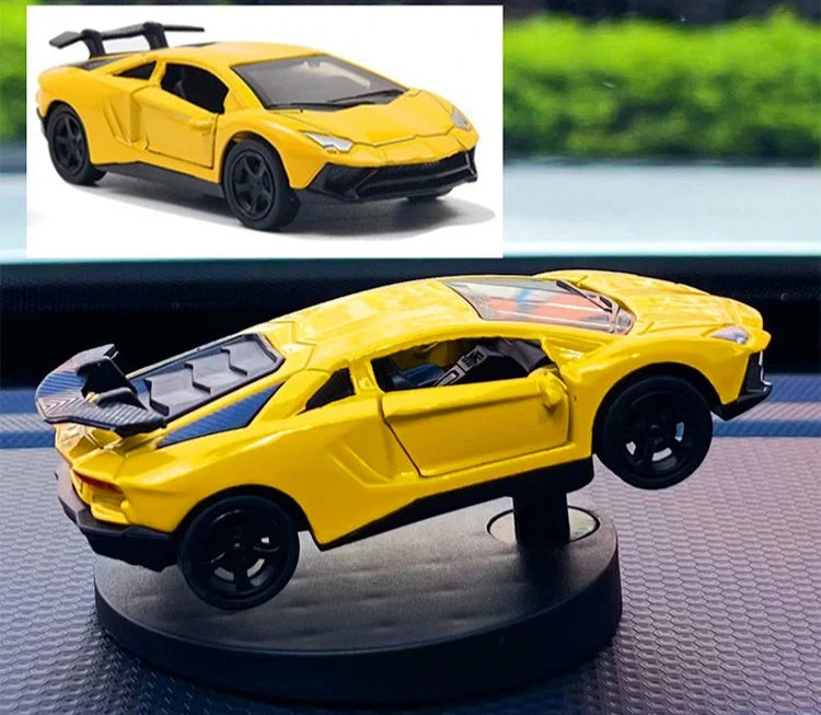 Yellow Lambo Supercars Rotating Dashboard Ornaments